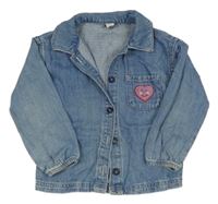 Modrá riflová košilová bunda se srdíčkem Tu