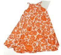 Černo-bílé květované midi šaty Kiabi 