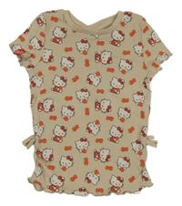 Béžové žebrované tričko s Hello Kitty 