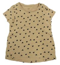 Béžové srdíčkované tričko H&M