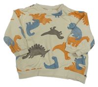 Smetanová oversize mikina s dinosaury H&M