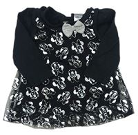Černé tylovo/bavlněné balonové šaty s Minnie Disney