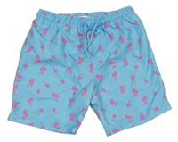 Světlemodré plážové kraťasy s palmami PRIMARK