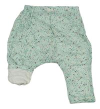 Mátové lehké podšité turecké kalhoty s kytičkami H&M