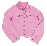 Neonově růžová riflová crop bunda H&M