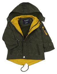 Tmavokhaki šusťáková podzimní parka s odepínací kapucí zn. J.N.S