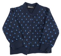 Tmavomodrá baseballová teplá mikina s kotvami 