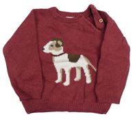 Vínový melírovaný vlněný svetr s pejskem COCONUT