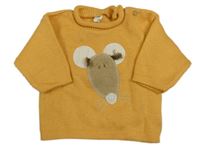 Hořčicový pletený svetr s myškou 