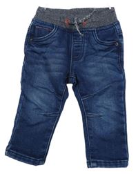 Tmavomodré teplákové rifle s úpletovým pasem C&A