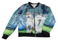 Modro-šedo-zeleno-černá propínací sportovní fotbalová mikina s Ronaldem