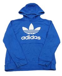 Cobaltově modrá mikina s kapsou a kapucí Adidas