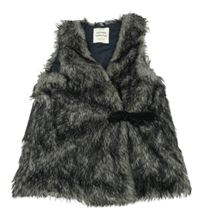 Černo-šedá kožešinová zateplená vesta ZARA