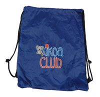 Tmavomodrý šusťákový nepromokavý pytlík na přezůvky s nápisy a koalou