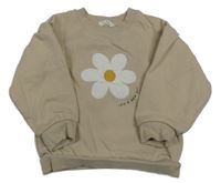 Béžová mikina s kopretinou a nápisem MANGO