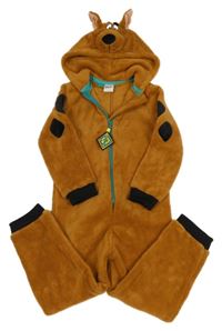 Medovo-černá plyšová kombinéza s kapucí - Scooby Doo