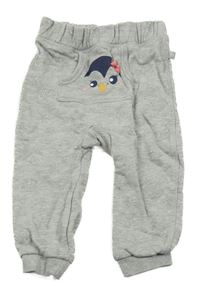 Šedé melírované teplé tepláky s kapsou s ptáčkem a stříbrnými hvězdičkami Liegelind