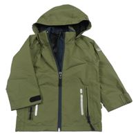 Khaki šusťáková jarní bunda s kapucí rukka
