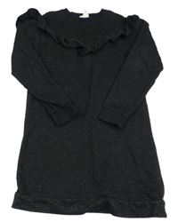 Černo-zlaté melírované teplákové šaty s volánkem H&M
