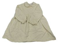 Smetanové perforované pletené šaty s volánky a límečkem H&M