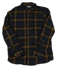 Černo-tmavomodro-medová kostkovaná košile F&F