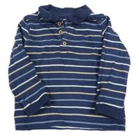 Tmavomodro-pruhovaná mikina s límečkem Tu