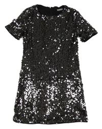 Černé tylové flitrové slavnostní podšité šaty F&F