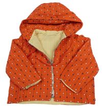 Červená vzorovaná plátěná jarní bunda s kapucí 