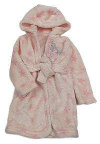 Světlerůžový plyšový župan s pony a hvězdičkami a kapucí George