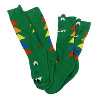 Nové - 2x - Tmavozelené teplé ponožky - dinosaurus vel. 27-30