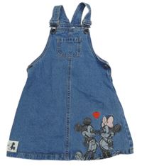 Modré riflové šaty s Minnie a Mickey a kapsou M&S