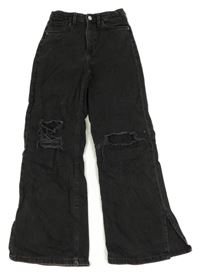 Černé wide legi rifle s děravými koleny H&M
