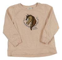 Světlepudrová puntíkatá mikina s koníkem Topolino