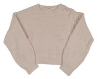 Světlerůžový chlupatý crop svetr M&S
