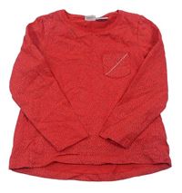 Červené třpytivé triko s kapsičkou 