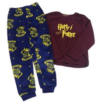 Vínovo-tmavomodré fleecovo/chlupaté pyžamo - Harry Potter Primark