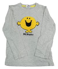 Šedé melírované triko s Mr Happym Next