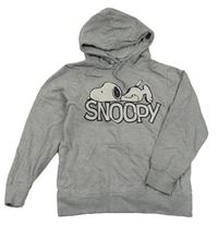 Šedá melírovaná mikina se Snoopym a kapucí
