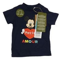 Tmavomodré tričko s Mickeym a srdcem Disney