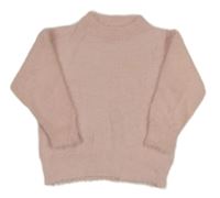 Růžový chlupatý svetr