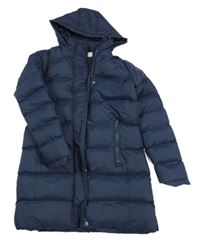 Tmavomodrý prošívaný šusťákový zimní kabát s  kapucí BoardAngels