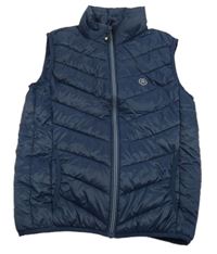 Tmavomodrá prošívaná šusťáková zateplená vesta