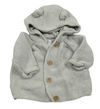 Šedý propínací svetr s kapucí s oušky F&F