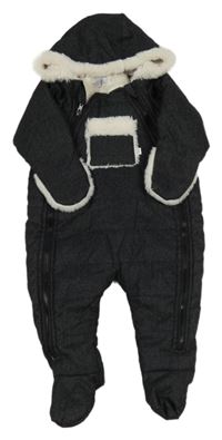 Antracitová melírovaná zateplená kombinéza s kapucí Absorba