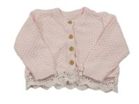Světlerůžový propínací svetr s krajkou George