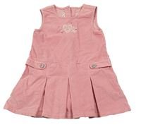 Růžové manšestrové šaty se srdcem a kamínky