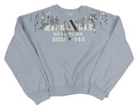 Nové - Světlemodrá crop mikina s flitry a nápisem River Island