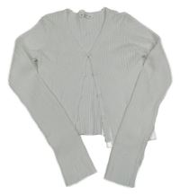 Bílý žebrovaný propínací crop svetr Matalan