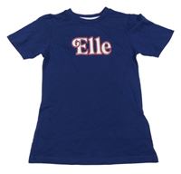 Tmavomodré tričko s nápisem Elle