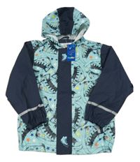 Nové - Modro-tmavomodrá nepromokavá bunda s teniskami a kapucí Lupilu